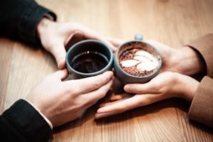 two people drinking cofee