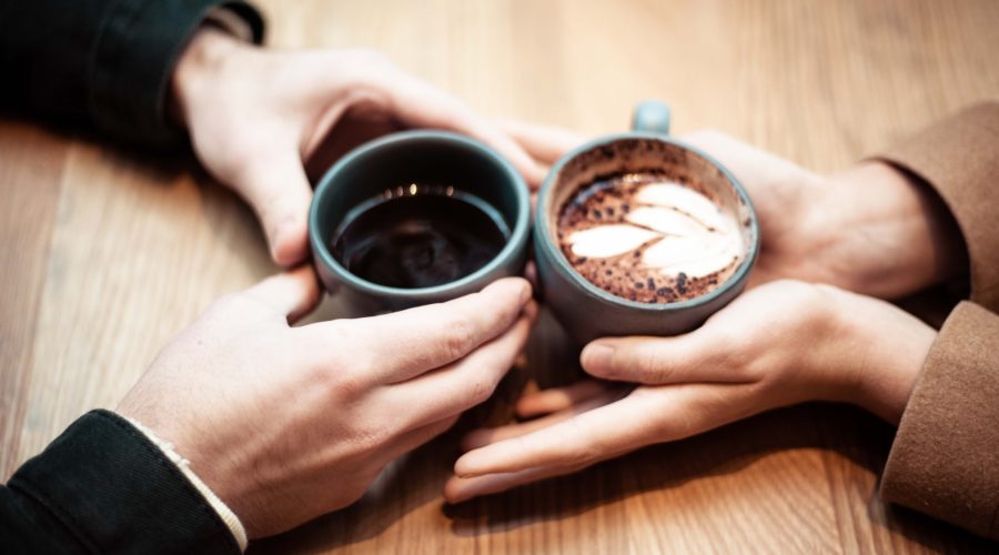 two people drinking cofee